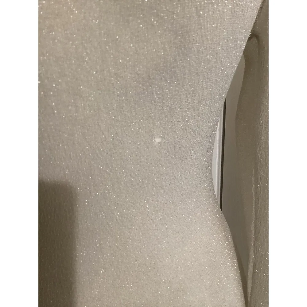 J Crew Collection Sheer Metallic Boatneck Top Light Silver Flawed hole Back XS - Image 4