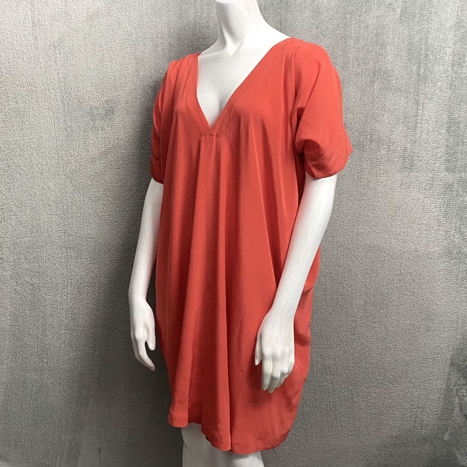 Vince Womens Silk Dress XS Baggy Oversized Tunic 90s Y2k Casual Coral Classic - Image 7