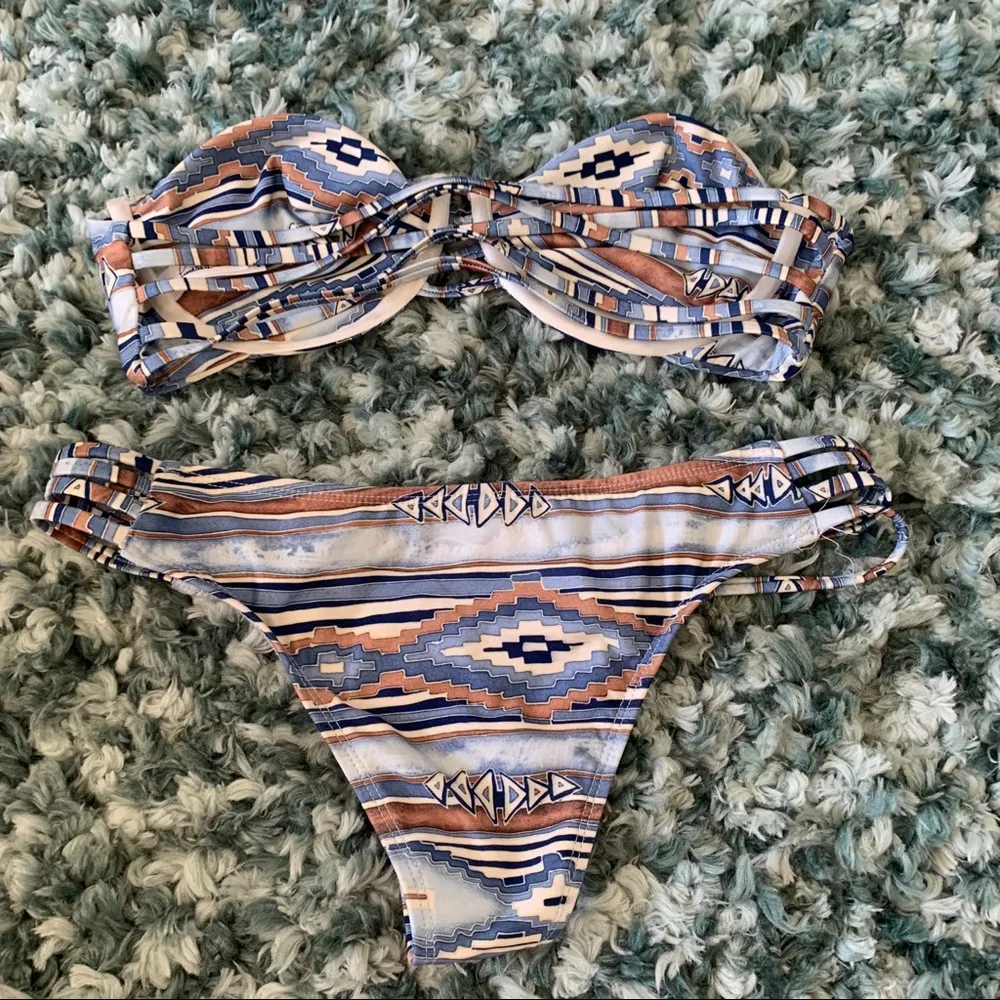 Frankies Bikinis Aztec Kuuipo Bandeau M Brazilian Strapless Underwire Set - Image 7