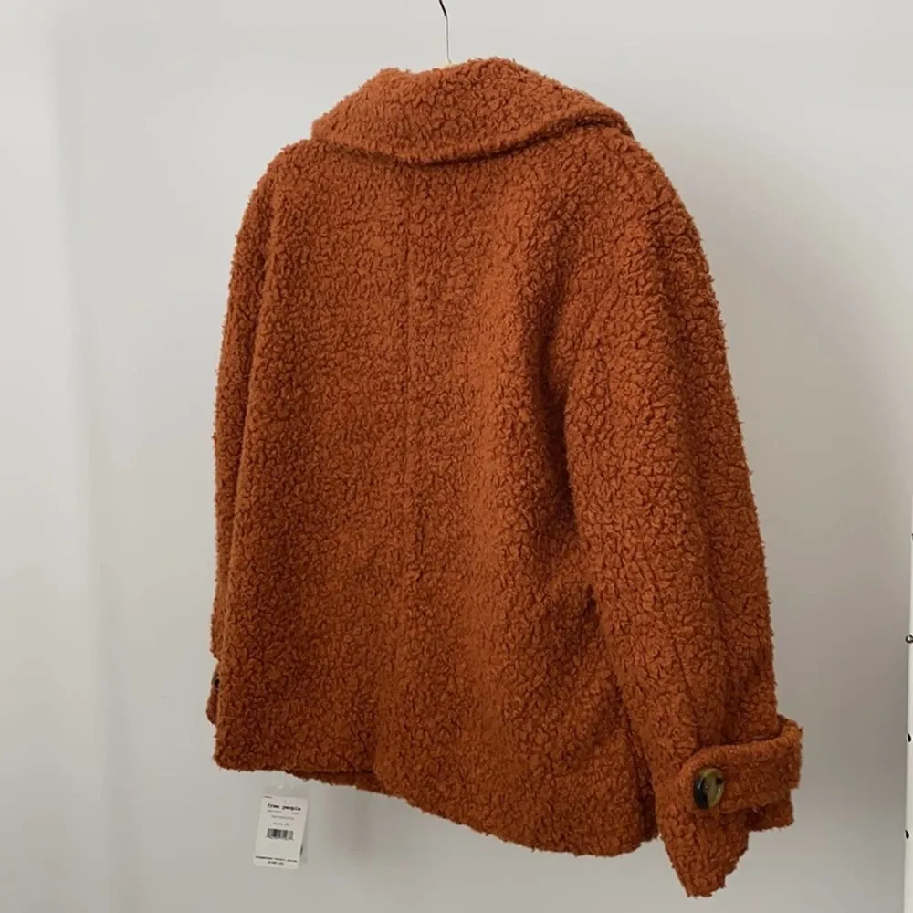 Free People Rust Burnt Orange Shearling Teddy Jacket Size: XS - Image 5