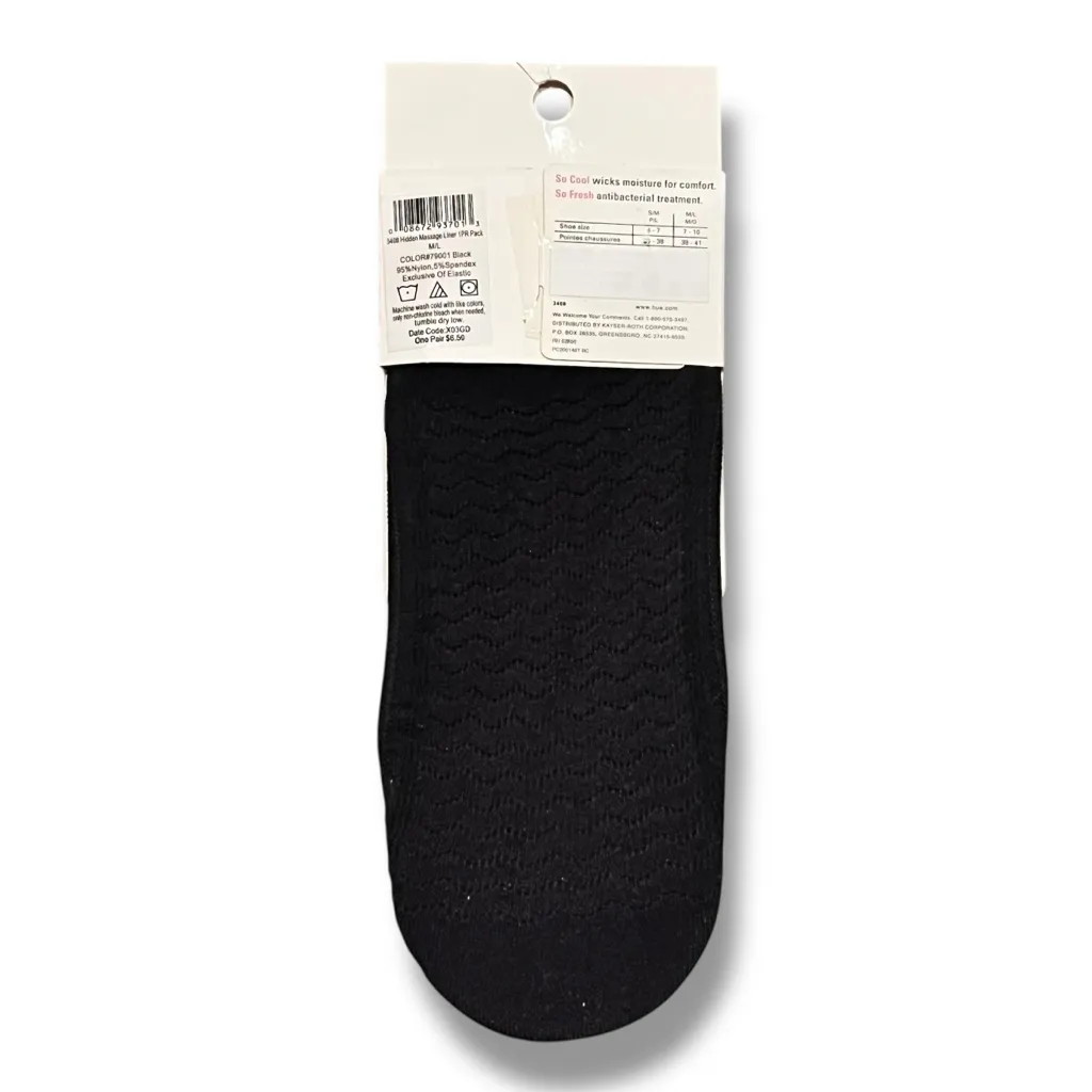 NEW! HUE Womens Massaging Sole 2 Pack One Sz Natural Knee Hi Black No Show A-7 - Image 9