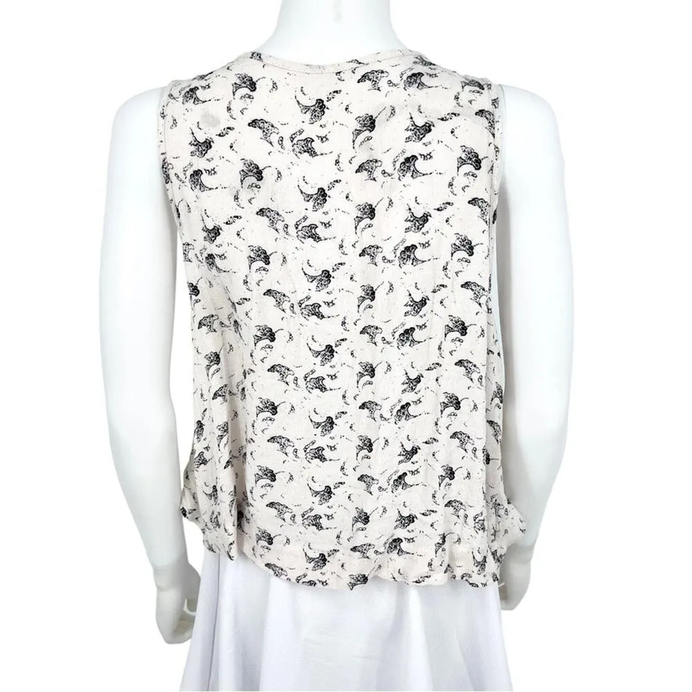 FREE PEOPLE Tank Top Women Size Small Casual Cut Out Off White Summer Flowy - Image 4