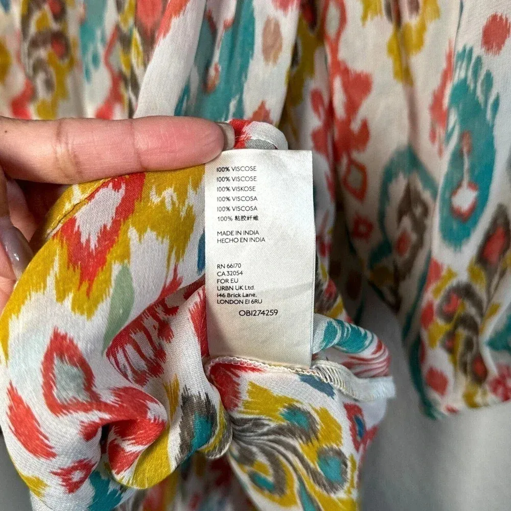 Anthropologie Maureen Babydoll Tunic Blouse Sheer Multicolor Floral Paisley M - Image 9