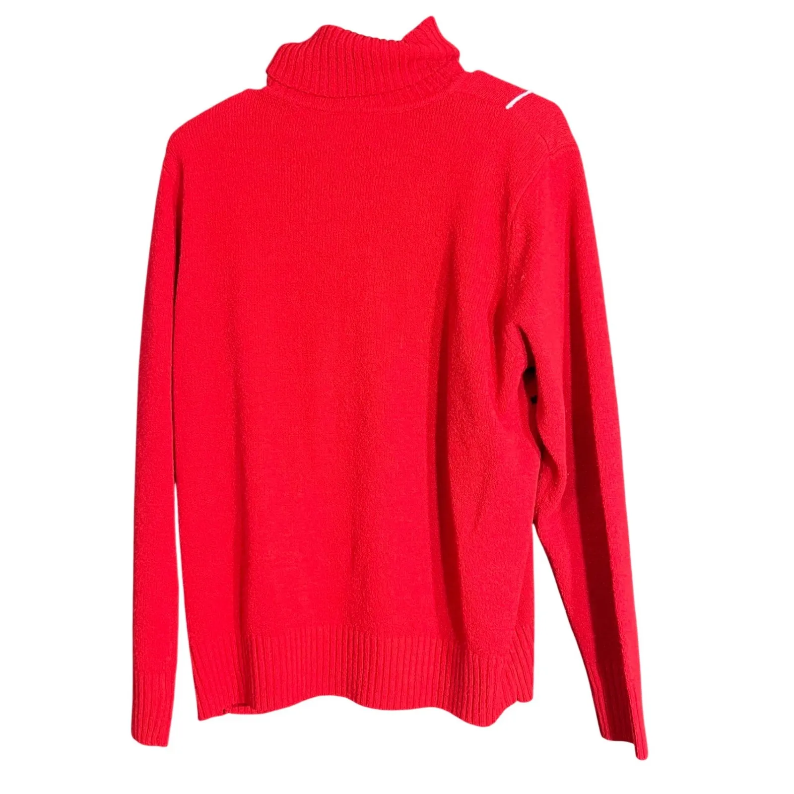 TanJay Vintage Turtleneck Sweater Womens Large Red Geometric Pattern Knit Cozy - Image 3