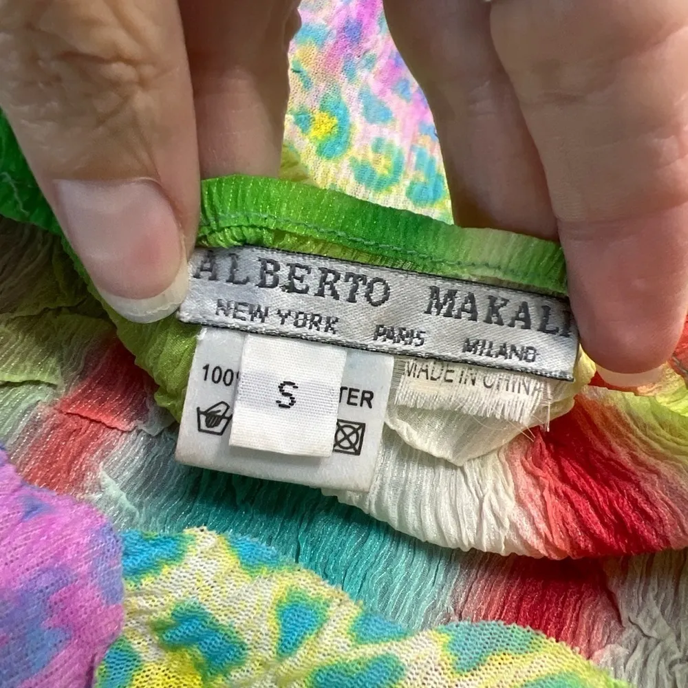 Alberto Makali Multi Color Art to Wear Stretch‎ V Neck Blouse Top - Image 6