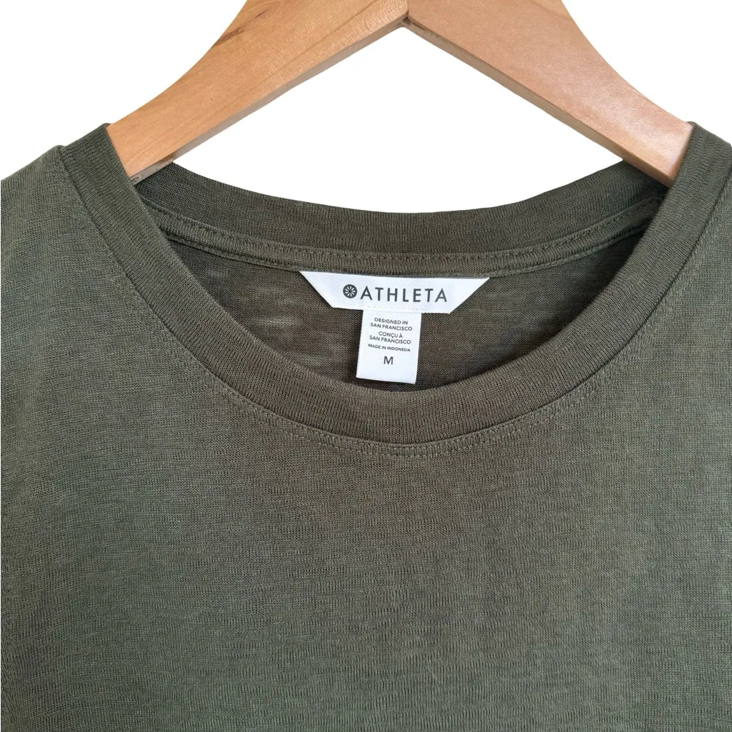 Athleta Breezy Tank Top Lightweight with a Linen-like Texture Olive Green M - Image 4