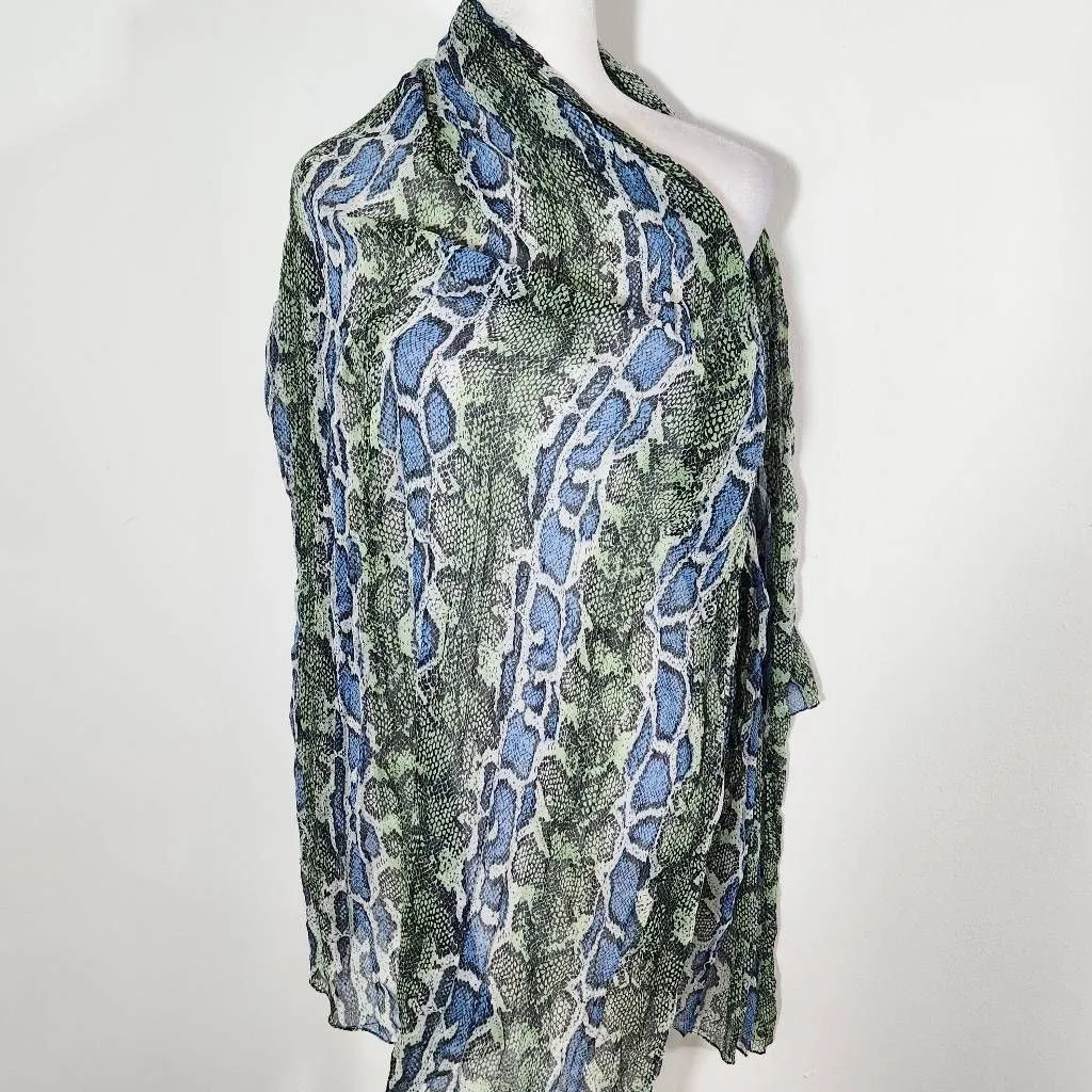 Colorful Snakeskin Scarf Blue and Green Wrap Scarf with Beautiful Snakeskin Prin - Image 3
