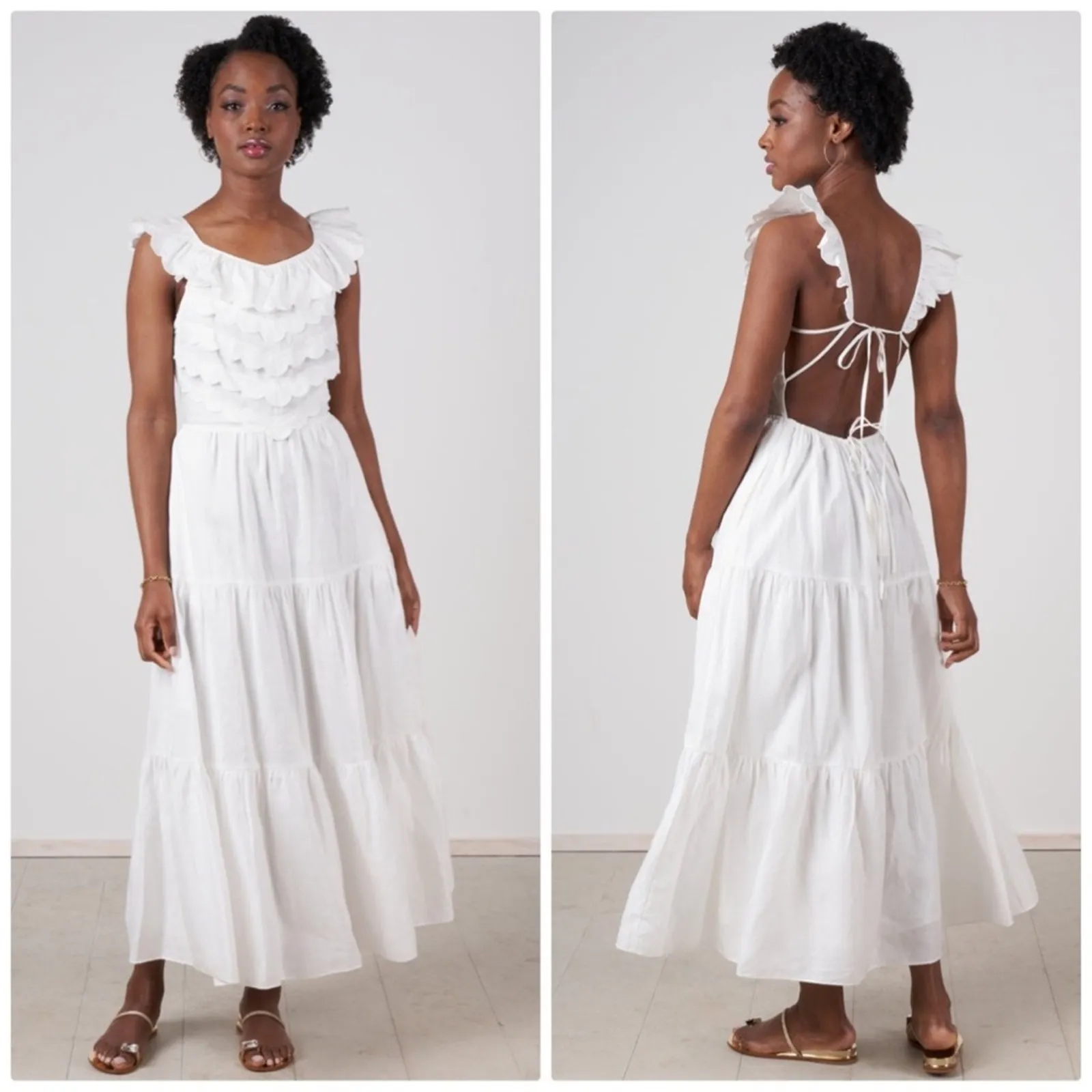 Sea New York Women's Shannon White Scallop Dress Open‎ Back Size Large - Image 2