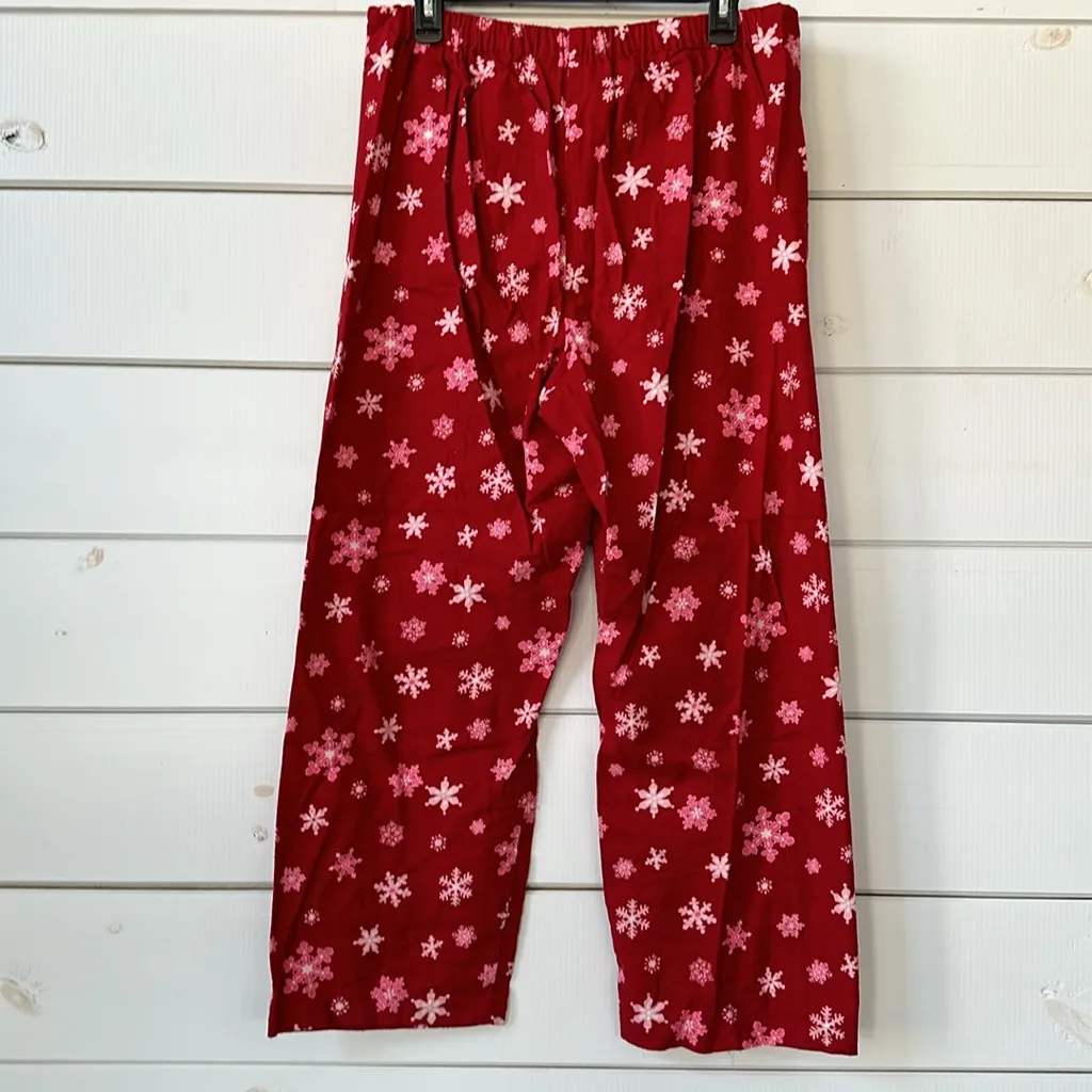 Victoria’s Secret Red Flannel PJ Pajama Set Snowflakes Small - Image 15
