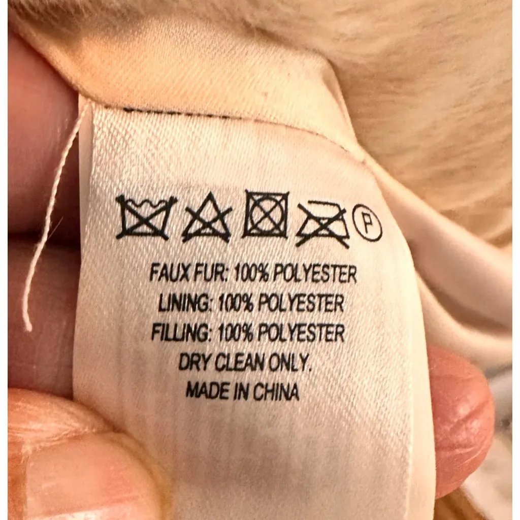 French Connection Large Women Winter Faux Fur Short Coat Notched Lapel Jacket - Image 6