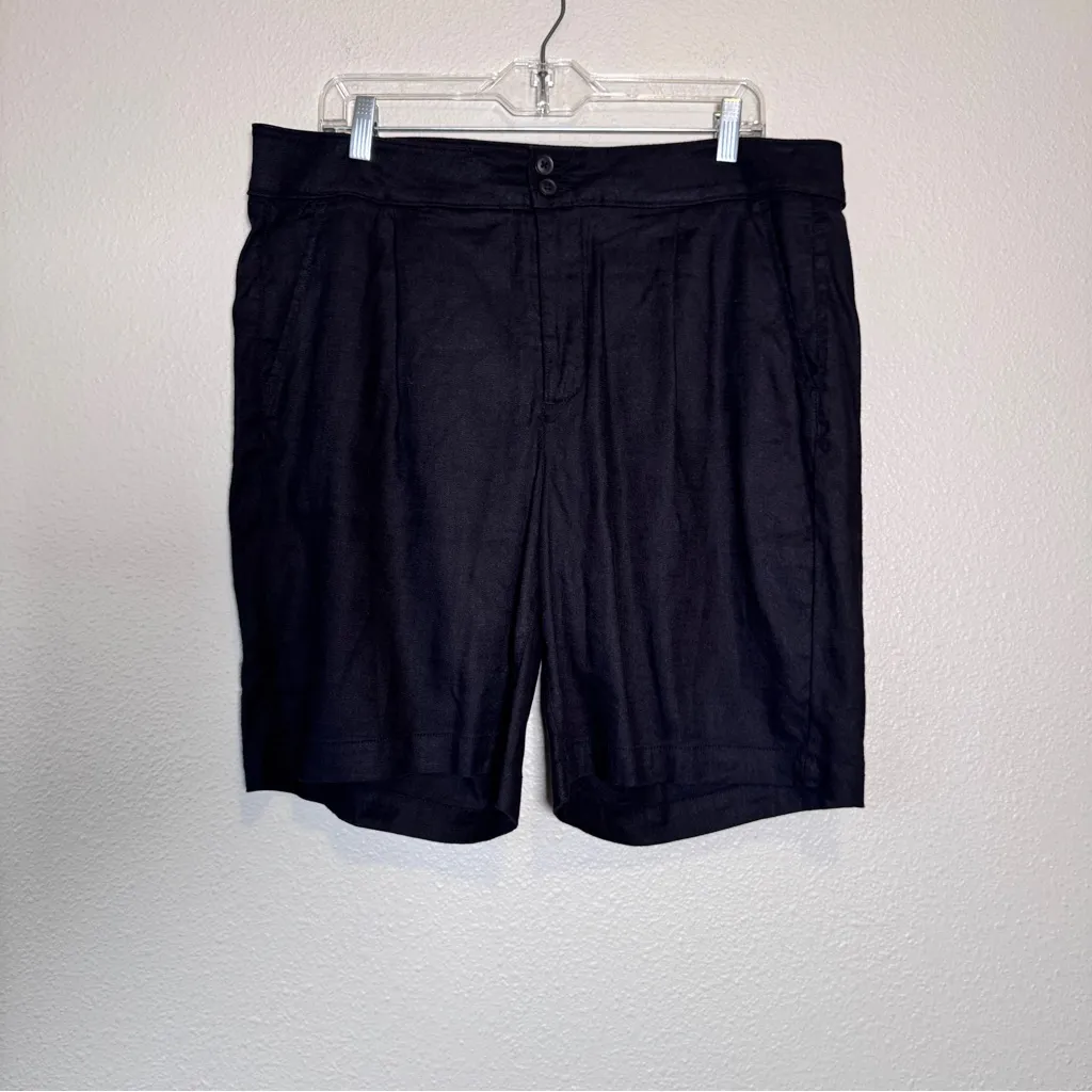 NYDJ Black Linen Blend Chino Shorts Women’s 14 Modest Casual Beachy Breathable - Image 2