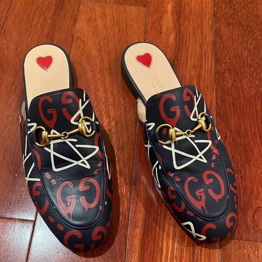 Gucci | Princetown Mules Navy Red White Horsebit 36 - Image 3