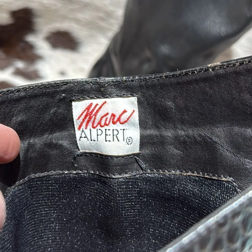 MARC ALPERT 100% LEATHER WESTERN STUDDED BOOTS BURNING MAN SIZE 8.5 A13 Black - Image 7