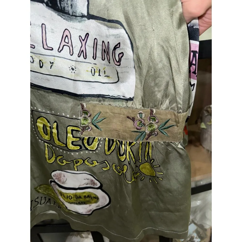 Y2K vintage Custo Barcelona silk Graphic Resort Print Dress Artsy Boho tunic - Image 7