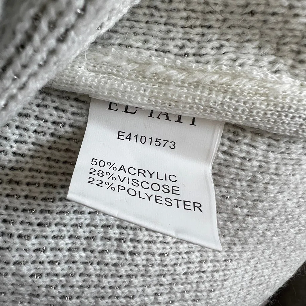 Elliatt Open Front Metallic Knit Cardigan Jacket Beige Silver Small - Image 8