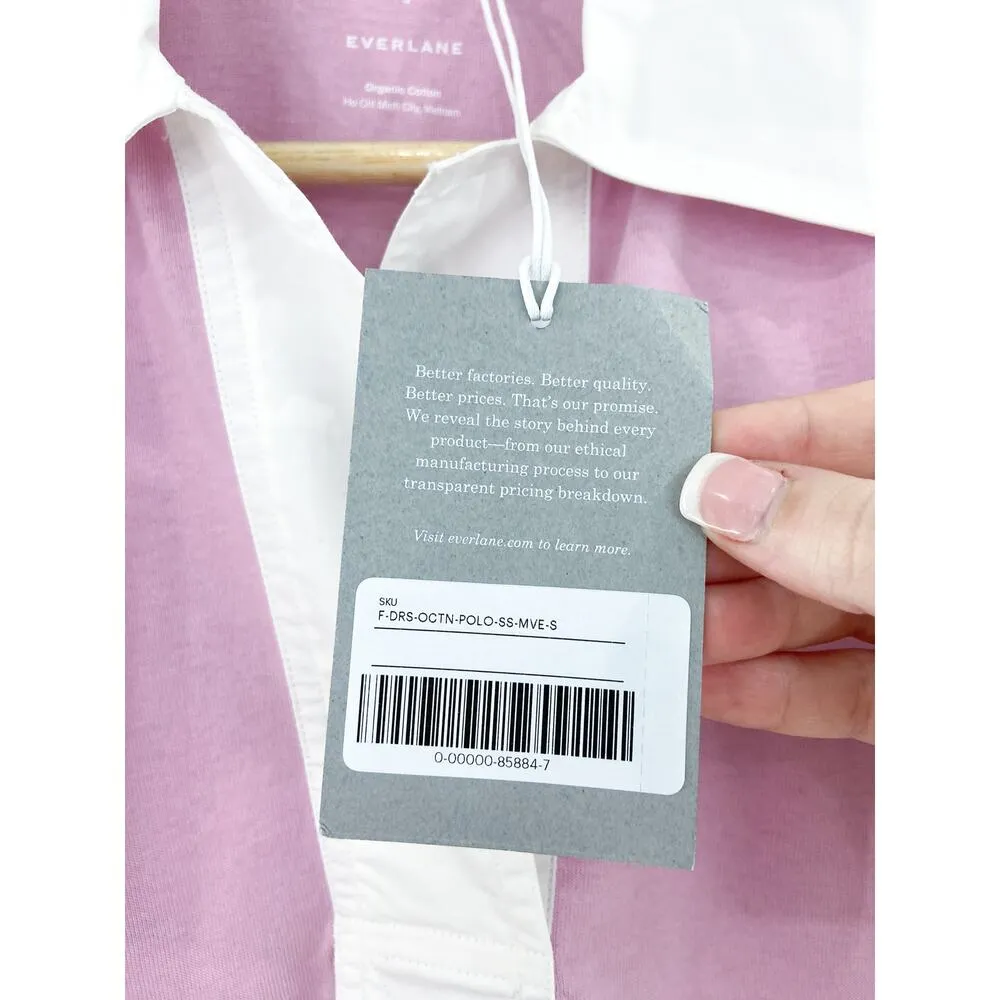 NEW Everlane Pink Collared Shirt Dress siz Small Cotton Preppy Polo Academia - Image 6