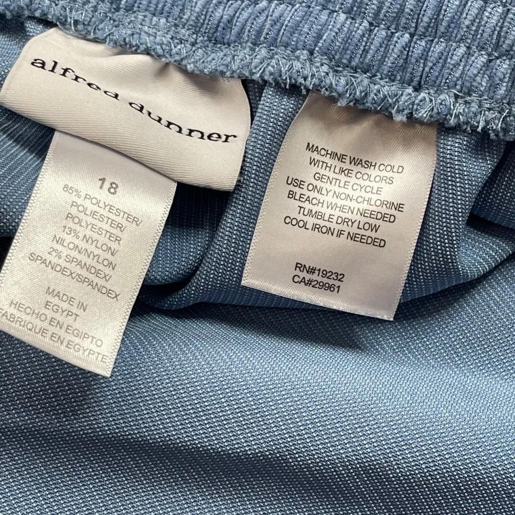 Alfred Dunner Classic Fit Pants Womens Plus Size 18 Corduroy Victoria Falls Blue - Image 5