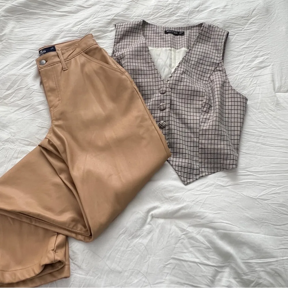 Hollister Faux leather Pants bootcut camel NEW - Image 5