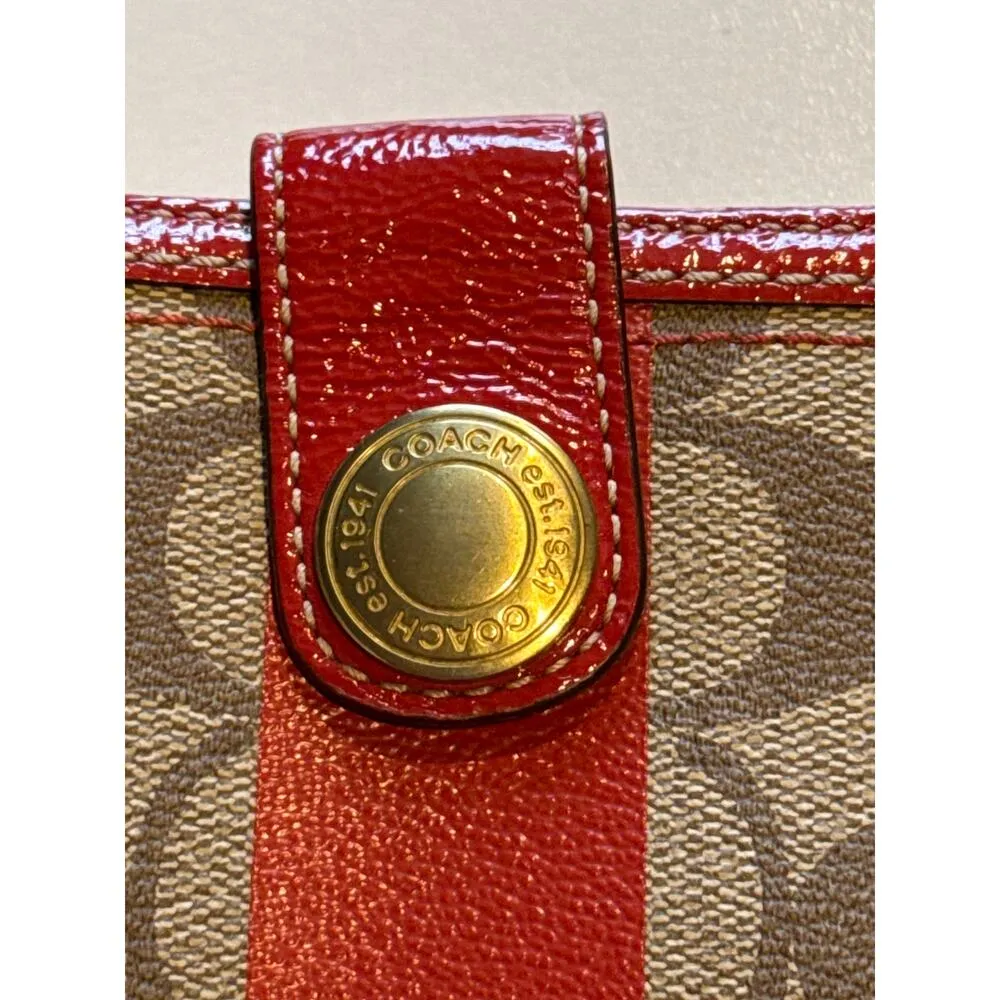 Vintage  Heritage Stripe wallet with red leather trim & brass logo - Image 5