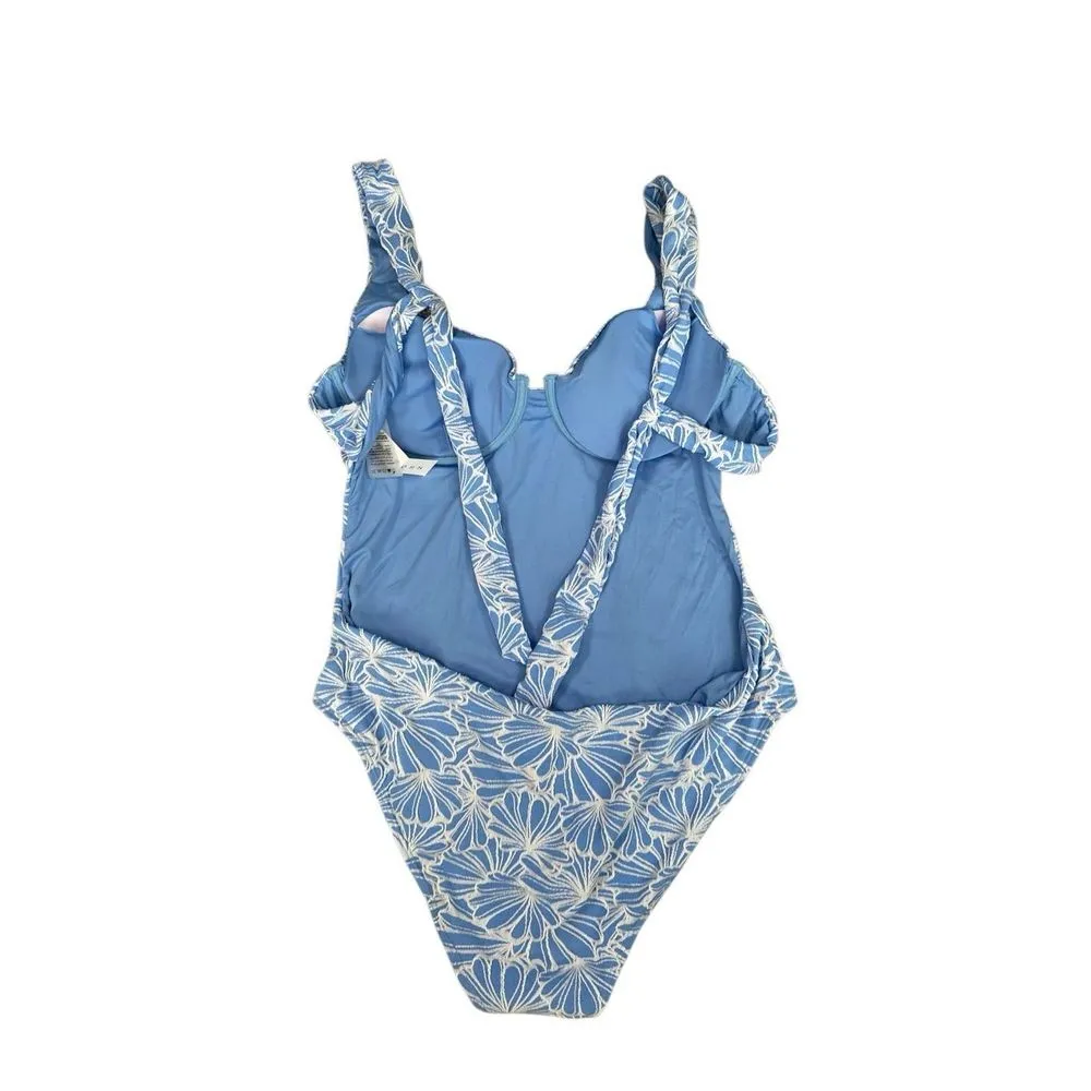 NWT Baltic Born Alanya One Piece Swimsuit Blue/White Floral Textured Women’s XL - Image 5
