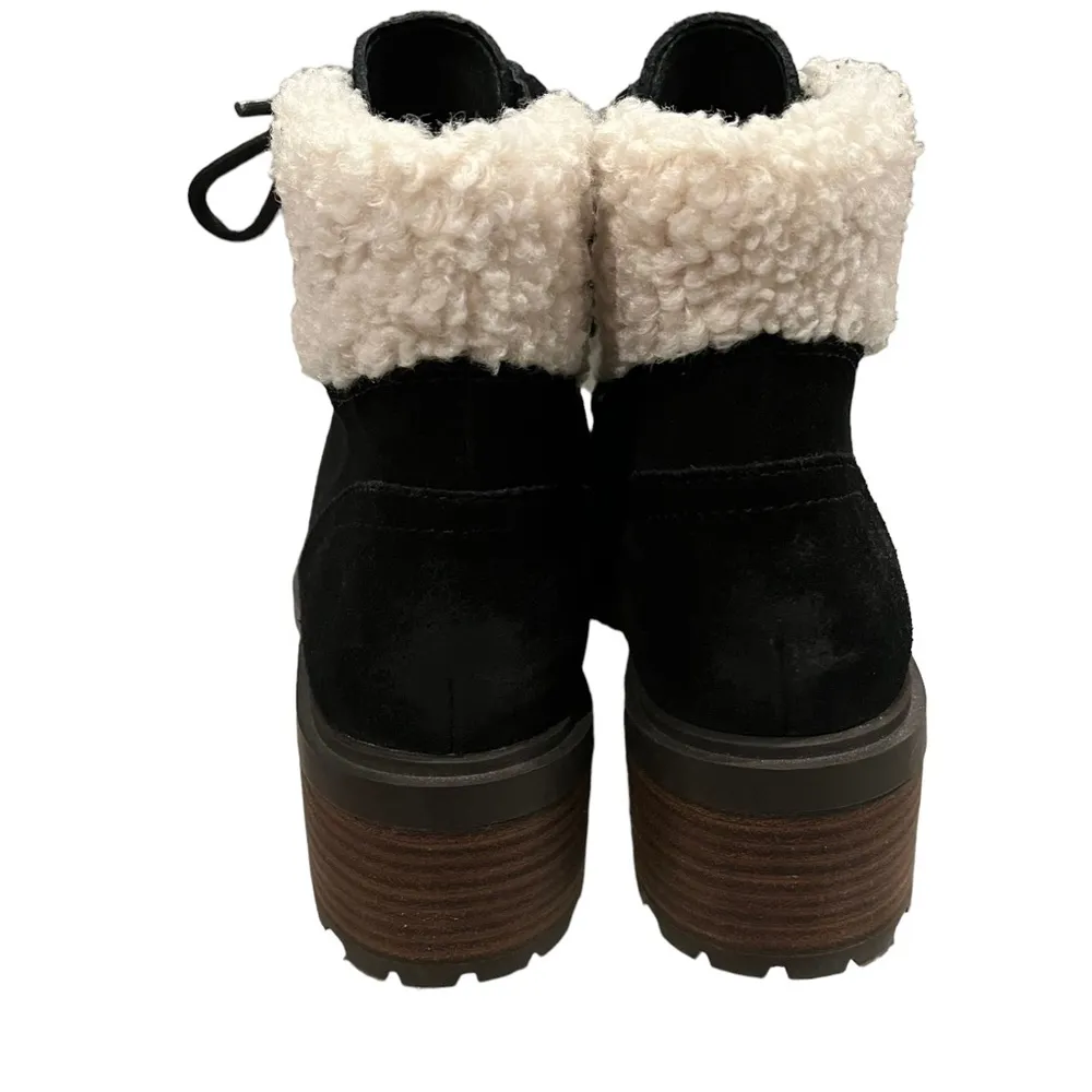 Demia Black Suede Lug Sole Combat & Lace-Up Boots, Sz 6 - Image 12