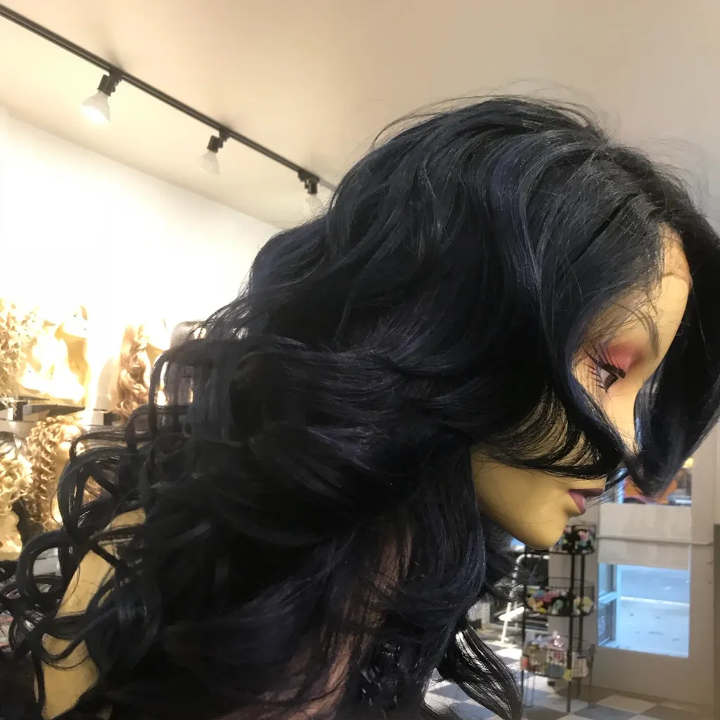 Blue Wig long wig Romance Curl Lacefront - Image 2