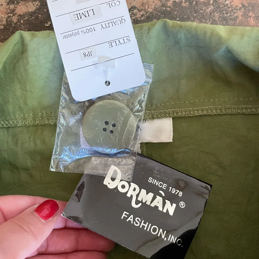 Green Peplum Button Up Jacket Collar Jacket Size M Size M - Image 8