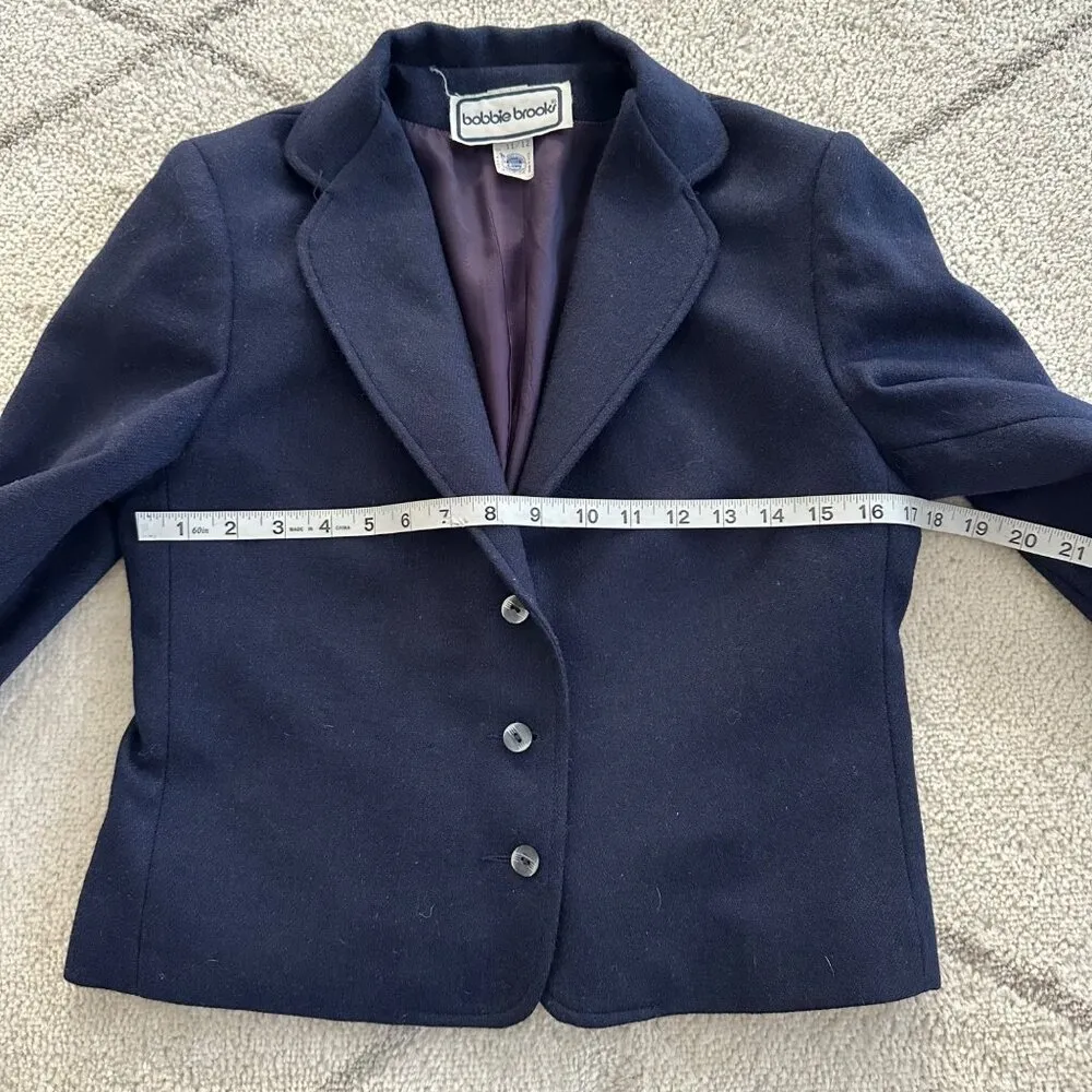Vintage 60s/70s Bobby Brooks Wool Blend Cropped Navy Blazer Blue Size XS - Image 3