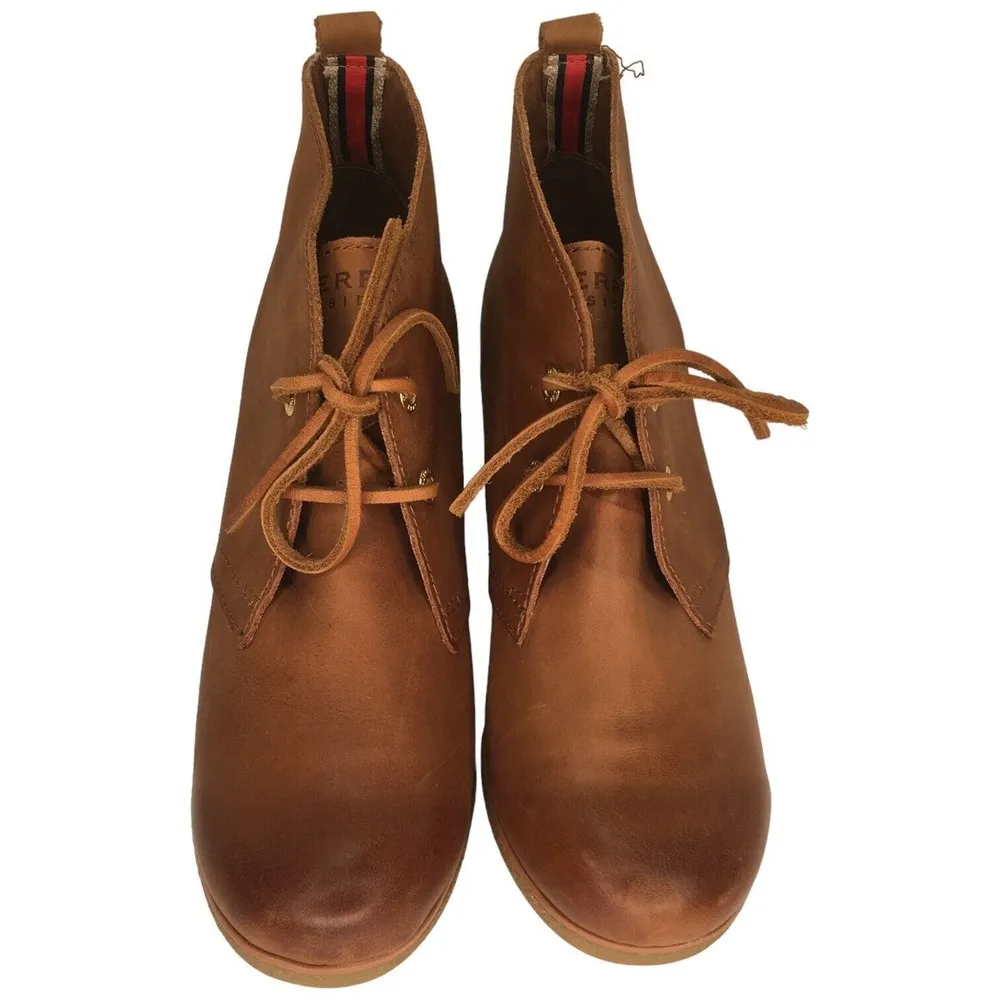 Sperry Top Sider Stella Prow Leather Ankle Booties Wedge Womens Brown 9M - Image 5