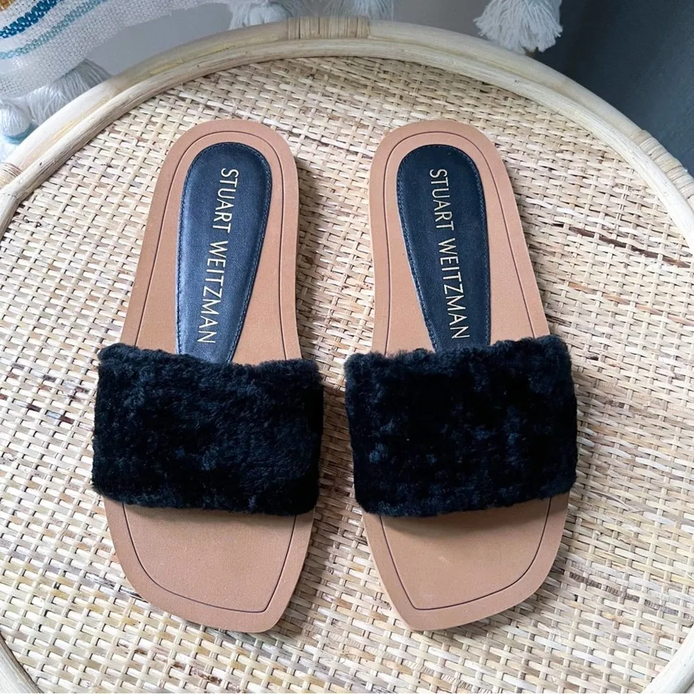 Stuart Weitzman Cammy Shearling-Strap Slide Sandals Women’s Size 6.5 - Image 3