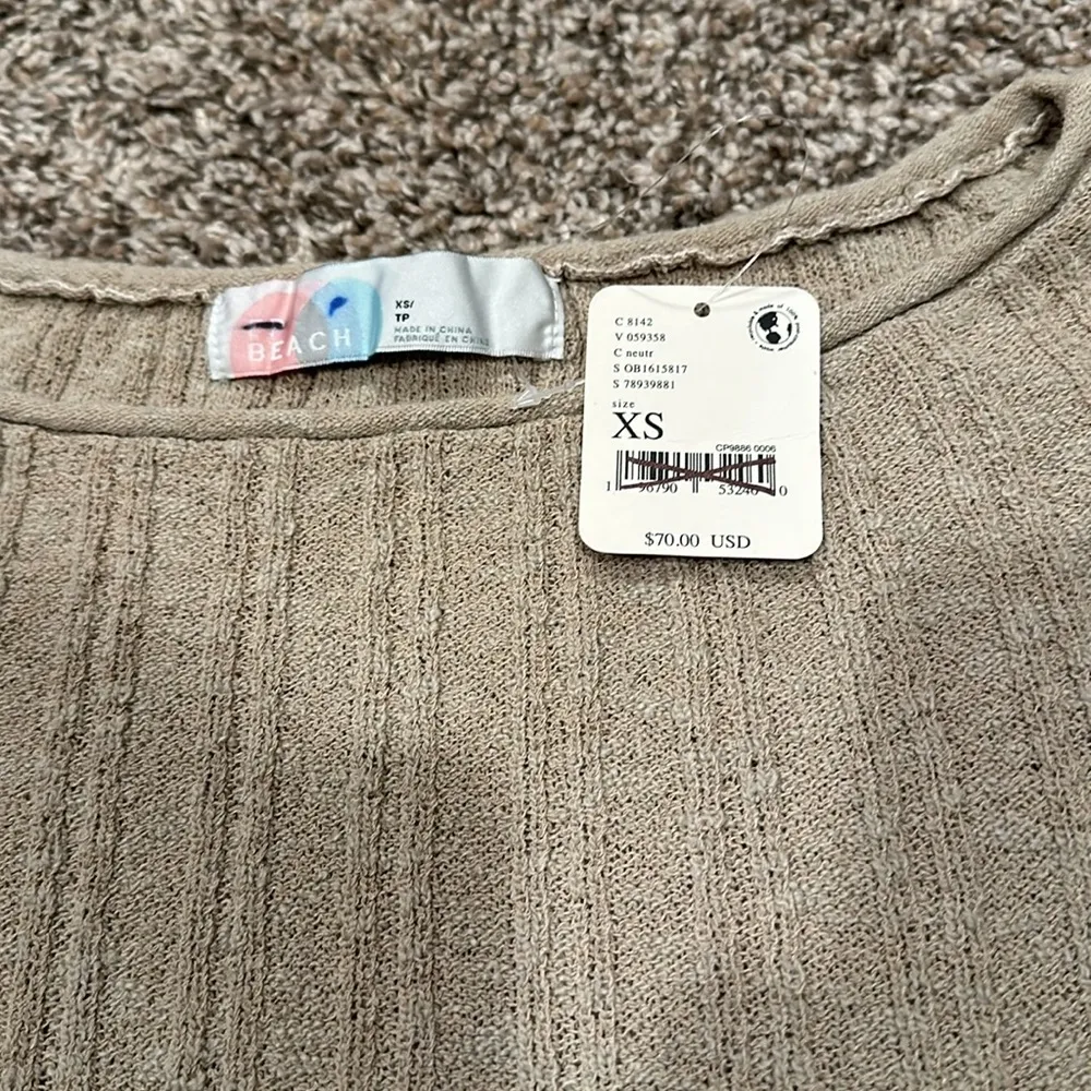 Free People Delancey Babydoll Peplum Sweater in Beige NWT - Image 4