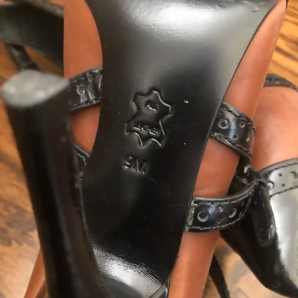TORY BURCH Judith Brown and Black Leather Strappy Stiletto Heels Sz 9m - Image 10