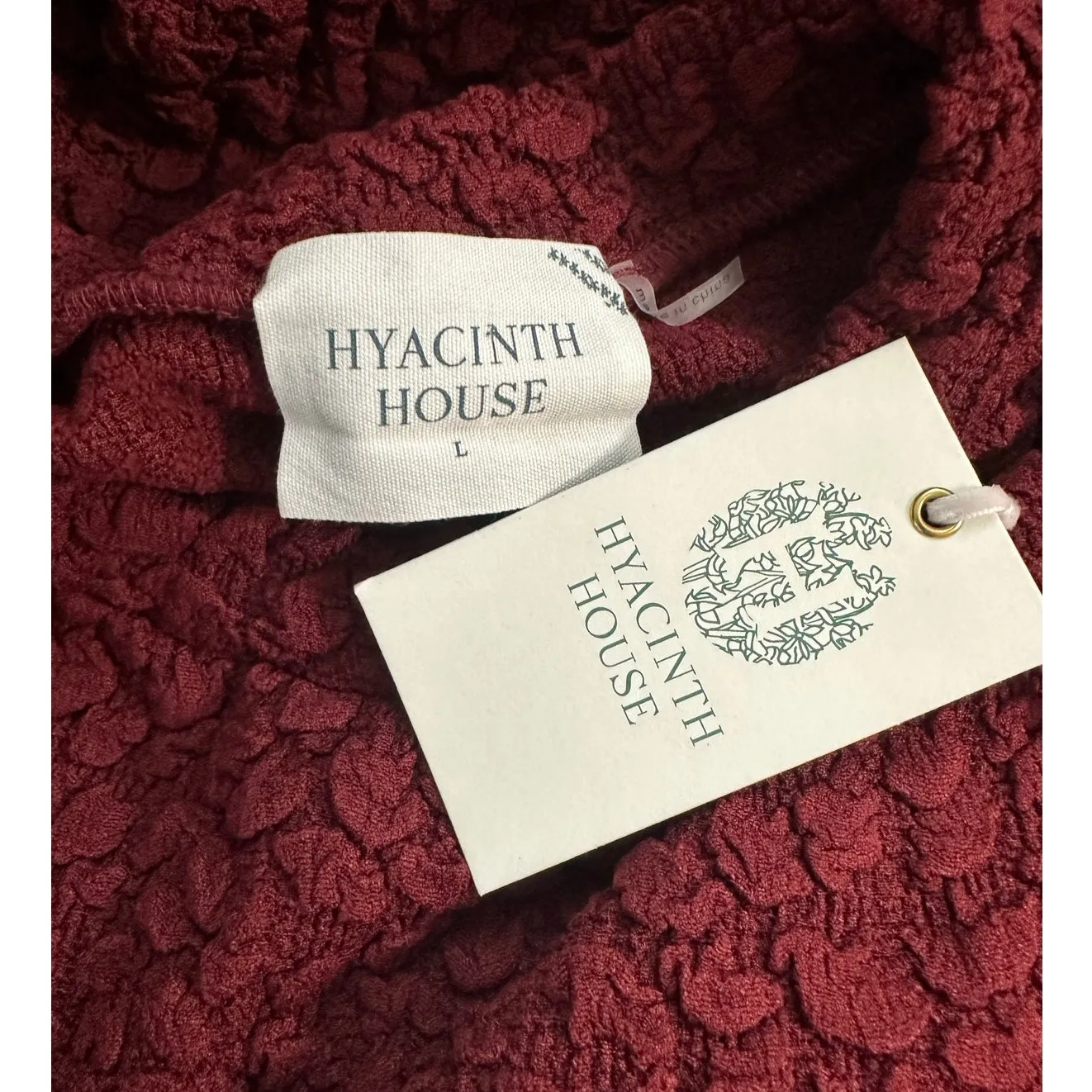 Tuckernuck Hyacinth House Midi Dress Maroon Textured Madison Pullover size Large - Image 3