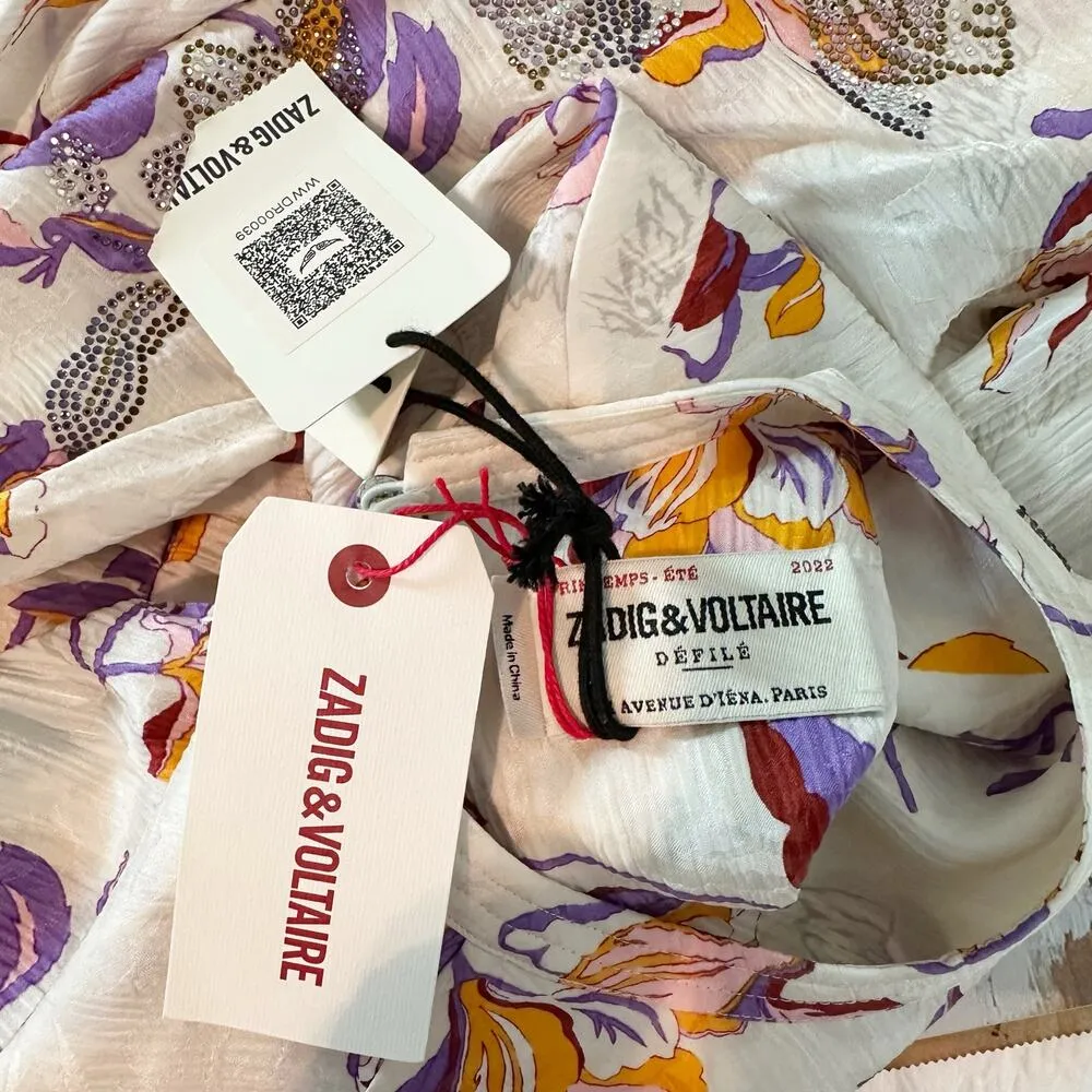 Zadig & Voltaire Rivage Jac Cut Flowers Silk-Blend Dress Size XS - Image 4