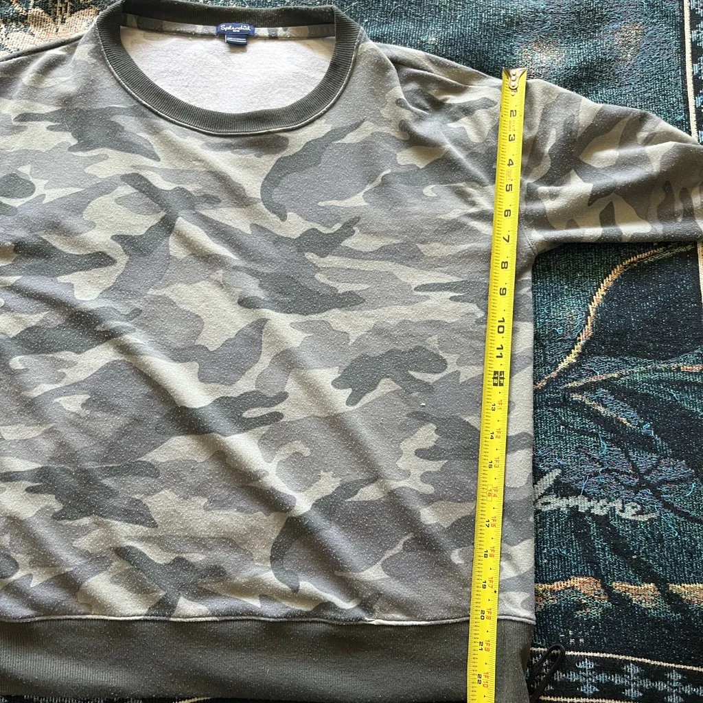 Splendid Camo Crewneck Pullover Sweater Green Gray Print SZ M Soft Stretchy Y2K - Image 11
