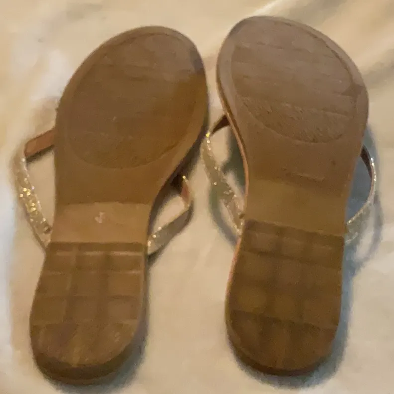 Forever 21 Silver Sandals Criss-Cross Slip-On - Image 4