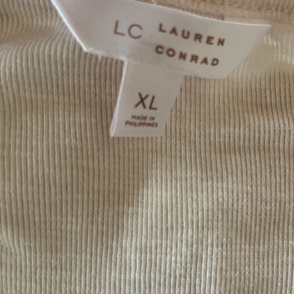 LC Lauren Conrad Tunic Blouse Women's XL English Cream Cotton Blend Raglan Slee - Image 4