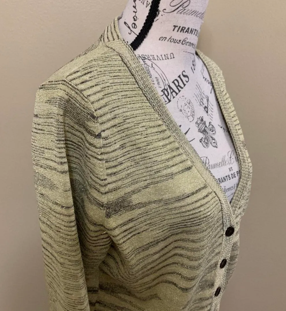 Gold Sparkle Button Down Sweater XL - Image 8