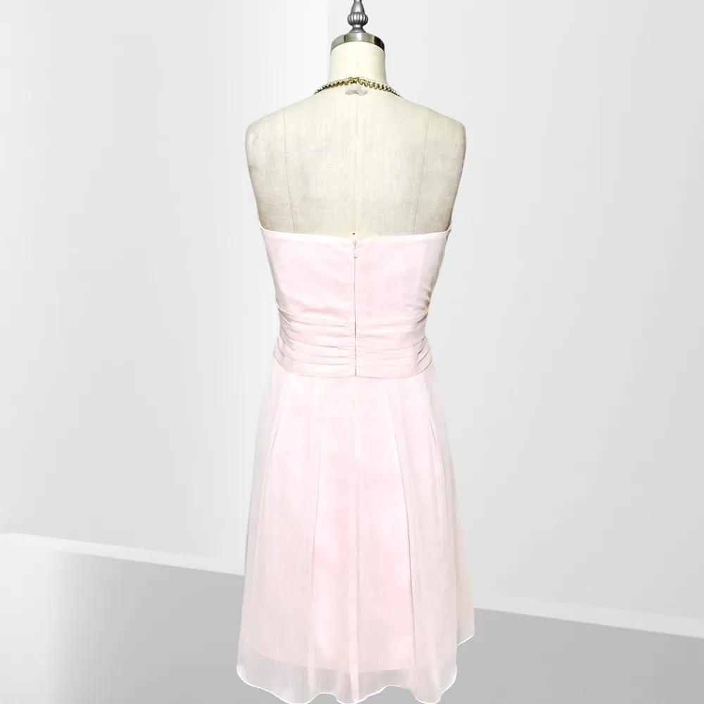 David’s Bridal Pink Strapless Short Chiffon Formal Bridesmaids Dress 12 - Image 6