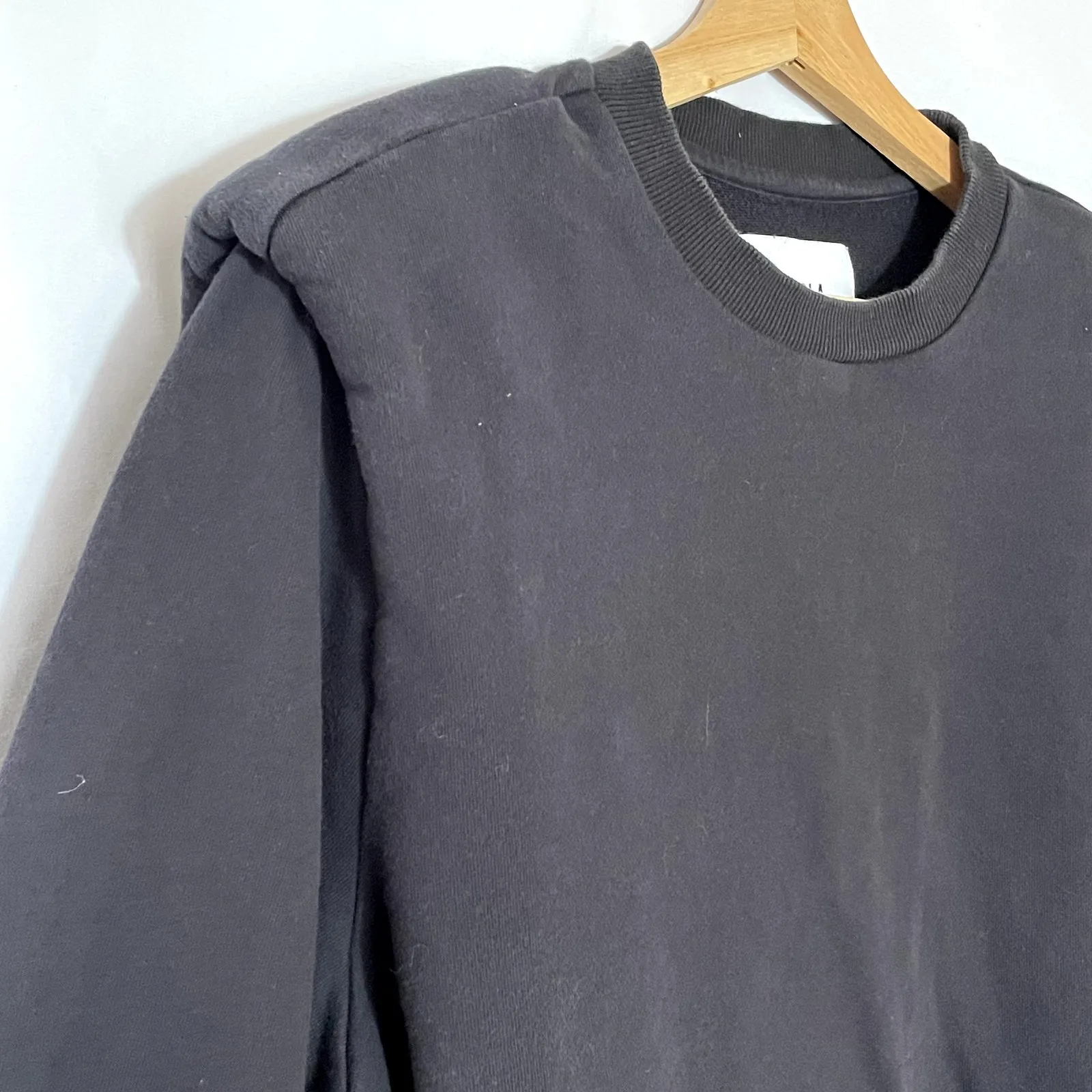 Pistola shoulder pads black sweater crewneck women's size large cotton vintage - Image 2