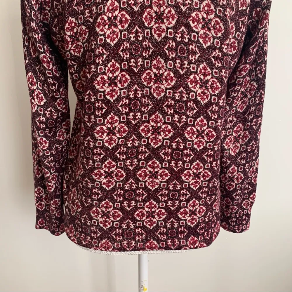 EUC Talbots Burgundy Black Metallic Shimmer Button Cardigan Size L - Image 10