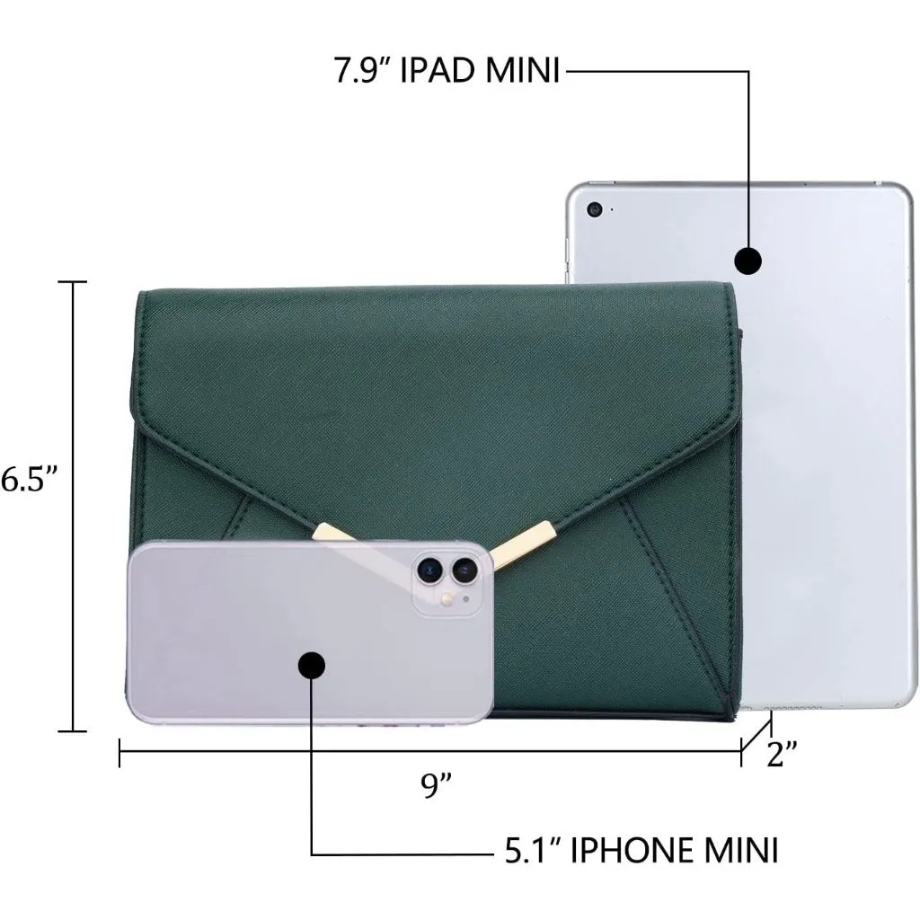 ⚡ Women's Green Leather Elegant Snap Closure Envelope Foldover Clutch Bag - Image 6