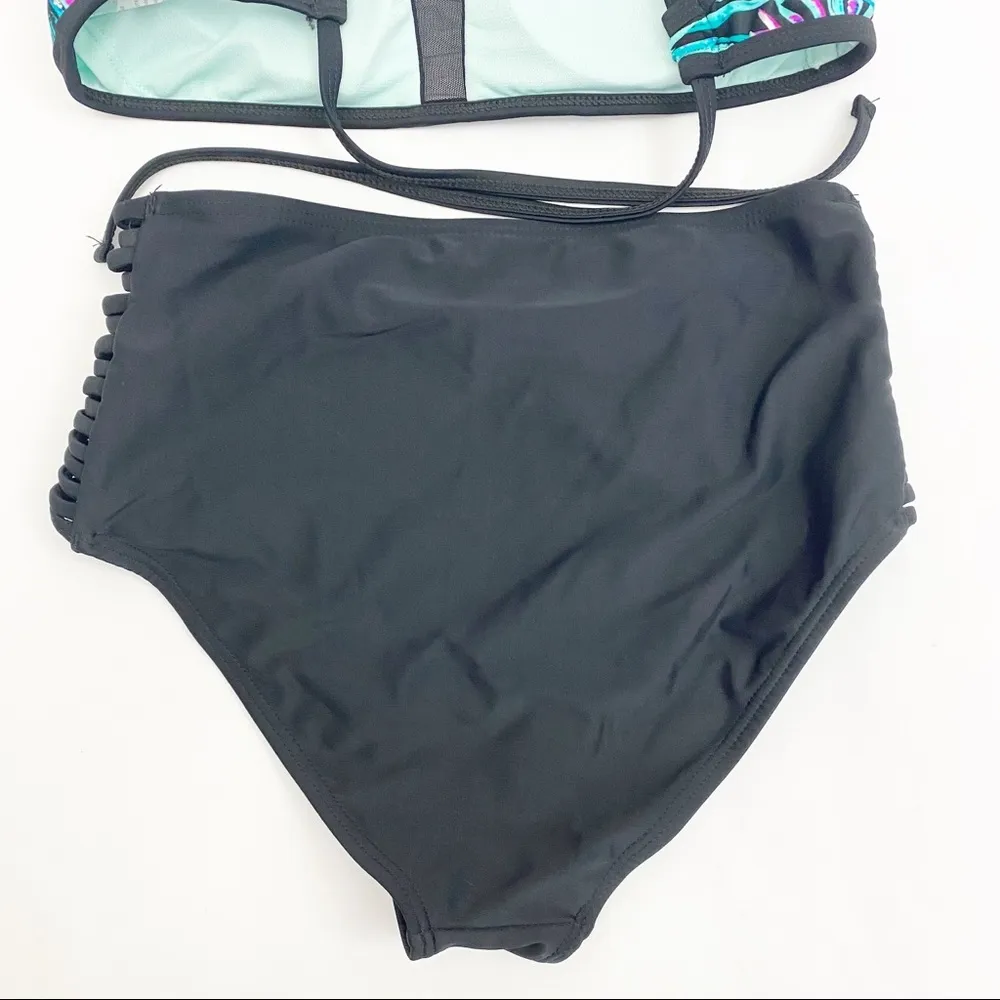 Island Soul Tropical Palm Leaf High Waisted Bikini - Image 8