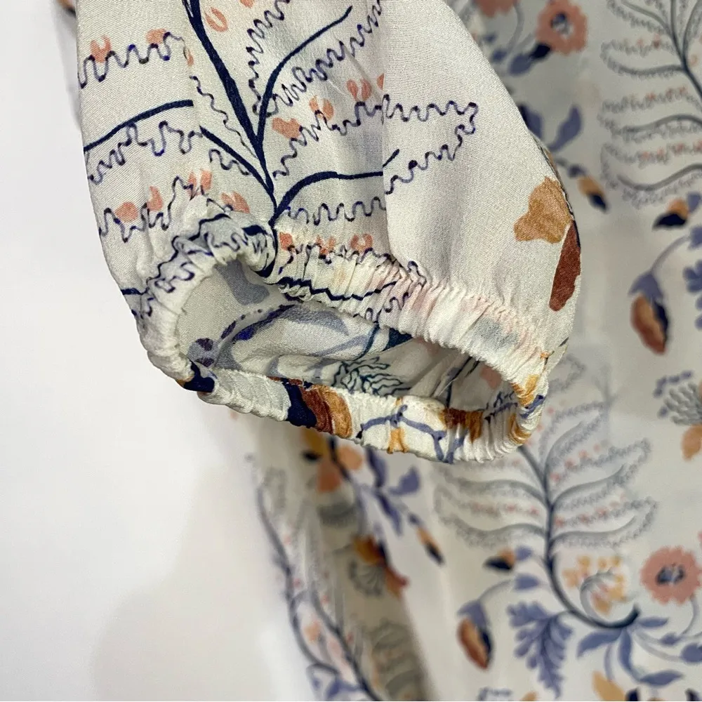 Spartina 449  Silk Blouse Cora Bellinger Floral Branch MEDIUM peach blue spring - Image 5