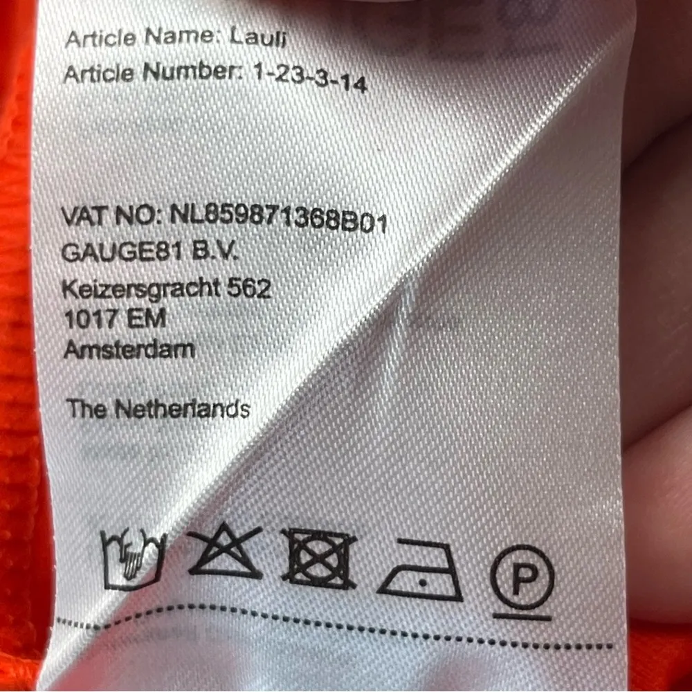 GAUGE81 Lauli Asymmetrical Halterneck Stretch Jersey Dress Large NEW *TINY FLAWS Orange - Image 8