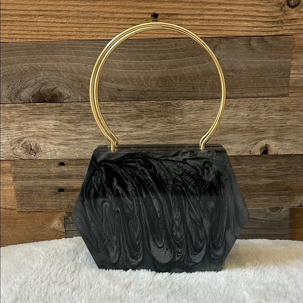 Ramla Black Acrylic Soho Clutch with Removable Chain Brand New! - Image 4