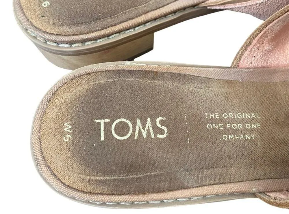 Toms Mariposa Suede Peach Nude Strap Sandals size 6 - Image 5