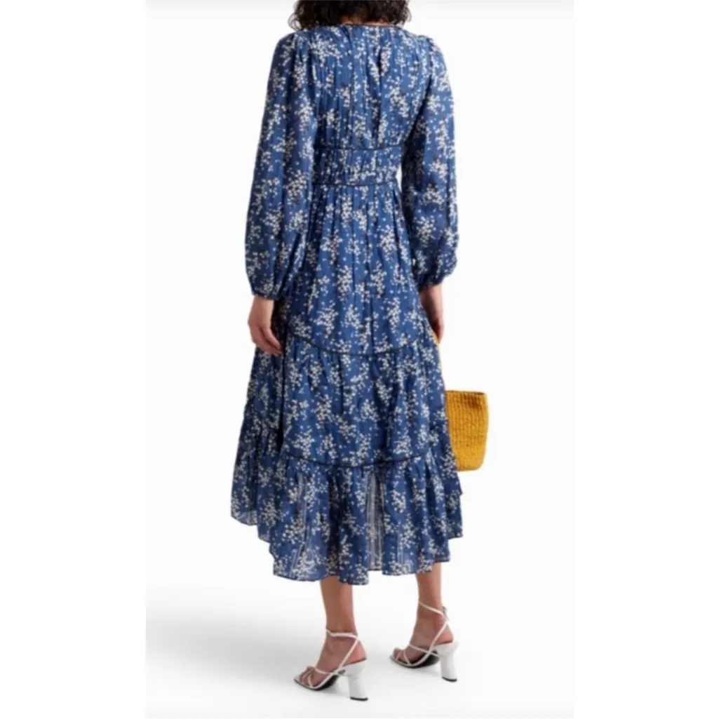 NWOT Ulla Johnson Silk Blue Joan Midi Floral Dress Size 0 - Image 11