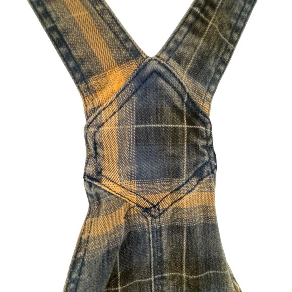 Dickies plaid duck Mini overall dress Brown And Yellow sold at Free People Large - Image 8