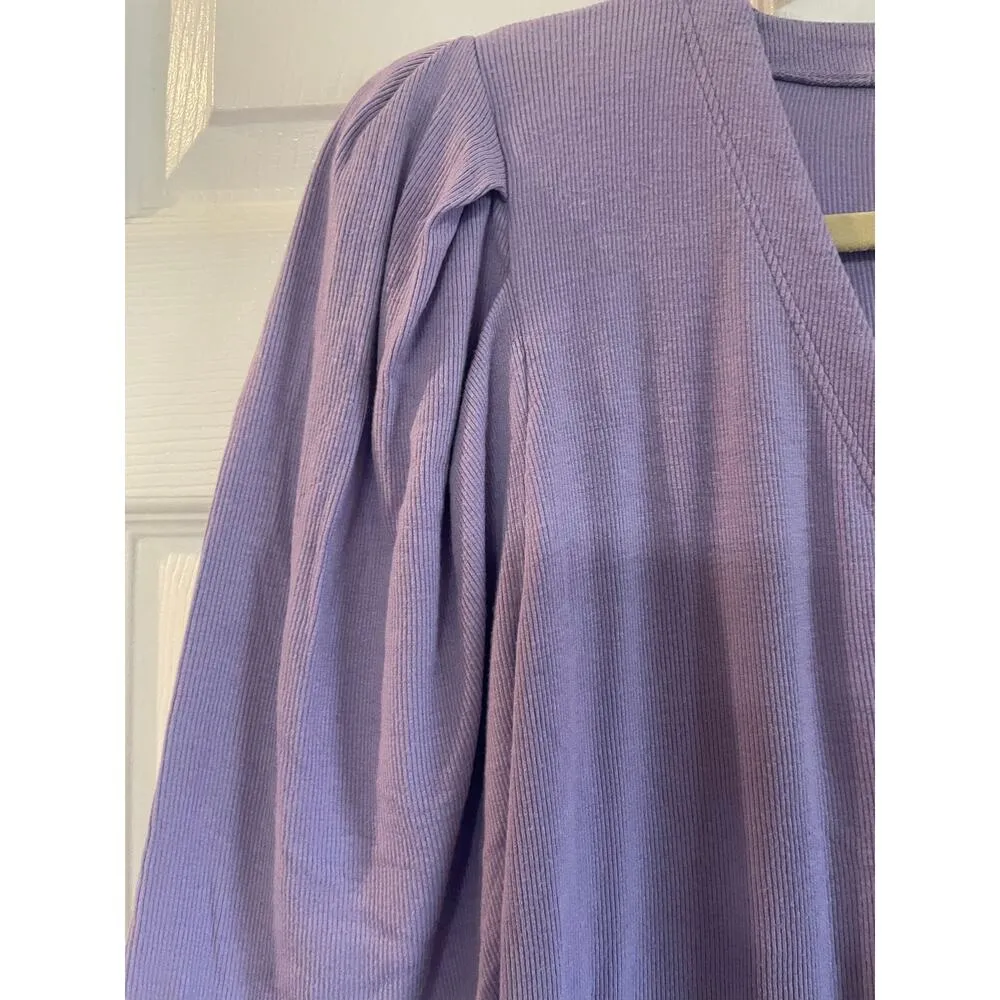 Frame Puff-Sleeve Henley Lilac Top size Large - Image 3